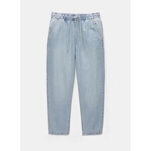 Pull & Bear Jeans Womens M Blue Slouchy Pull-On Light Wash Drawstring Waist